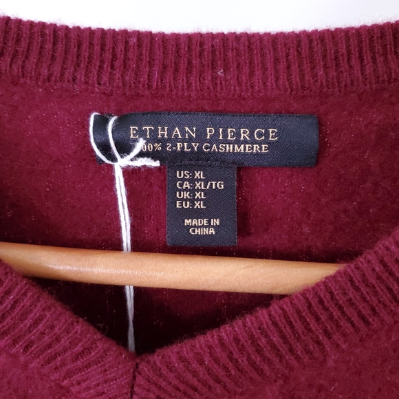 Ethan Pierce 100% Cashmere 2-Ply Sweater, Men's burgandy, Size XL - Picture 3 of 4